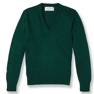 FLYNN OHARA GREEN EMBROIDERED NOTRE DAME CARDIGAN V NECK SWEATER